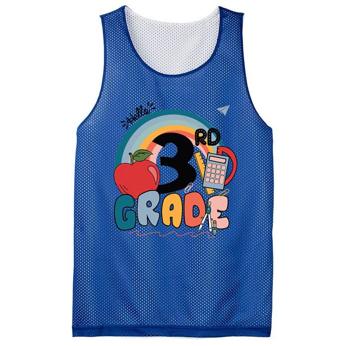 Back To School Hello 3Rd Grade Rainbowprint Second Grade Te Gift Mesh Reversible Basketball Jersey Tank