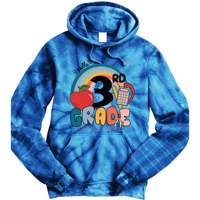 Back To School Hello 3Rd Grade Rainbowprint Second Grade Te Gift Tie Dye Hoodie