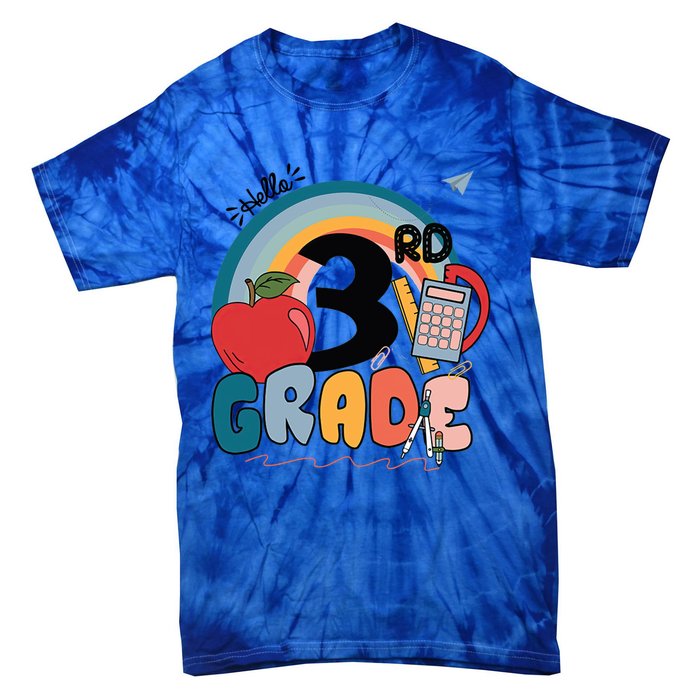 Back To School Hello 3Rd Grade Rainbowprint Second Grade Te Gift Tie-Dye T-Shirt