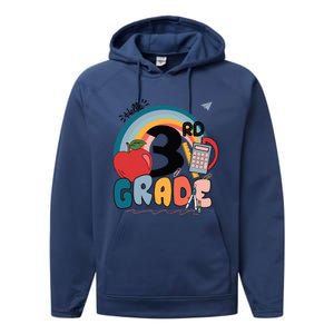 Back To School Hello 3Rd Grade Rainbowprint Second Grade Te Gift Performance Fleece Hoodie