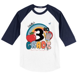 Back To School Hello 3Rd Grade Rainbowprint Second Grade Te Gift Baseball Sleeve Shirt