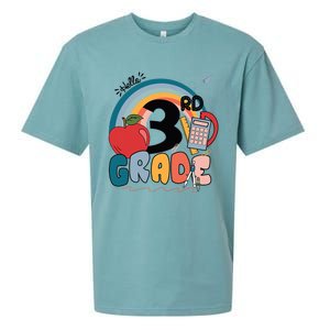 Back To School Hello 3Rd Grade Rainbowprint Second Grade Te Gift Sueded Cloud Jersey T-Shirt