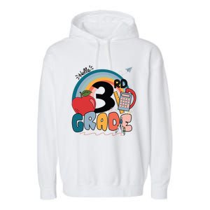 Back To School Hello 3Rd Grade Rainbowprint Second Grade Te Gift Garment-Dyed Fleece Hoodie