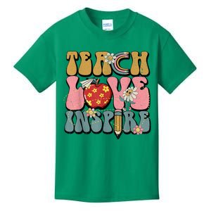 Back To School Teach Love Inspire Retro Teachers Women Kids T-Shirt