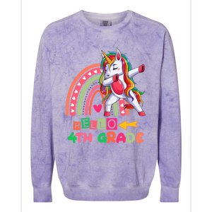 Back To School Hello 4Th Grade Rainbow Unicorn Teachers Gift Colorblast Crewneck Sweatshirt