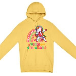 Back To School Hello 4Th Grade Rainbow Unicorn Teachers Gift Premium Pullover Hoodie