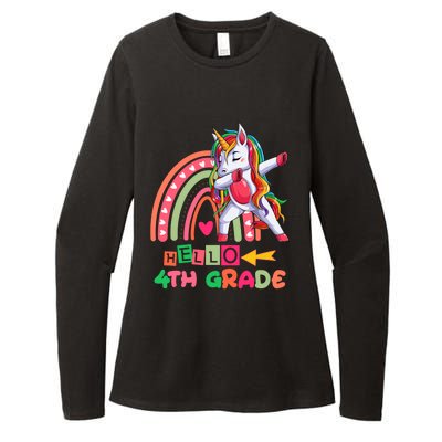 Back To School Hello 4Th Grade Rainbow Unicorn Teachers Gift Womens CVC Long Sleeve Shirt