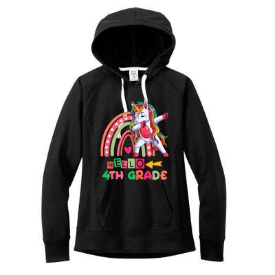 Back To School Hello 4Th Grade Rainbow Unicorn Teachers Gift Women's Fleece Hoodie