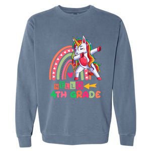 Back To School Hello 4Th Grade Rainbow Unicorn Teachers Gift Garment-Dyed Sweatshirt