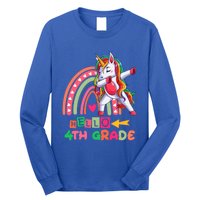 Back To School Hello 4Th Grade Rainbow Unicorn Teachers Gift Long Sleeve Shirt