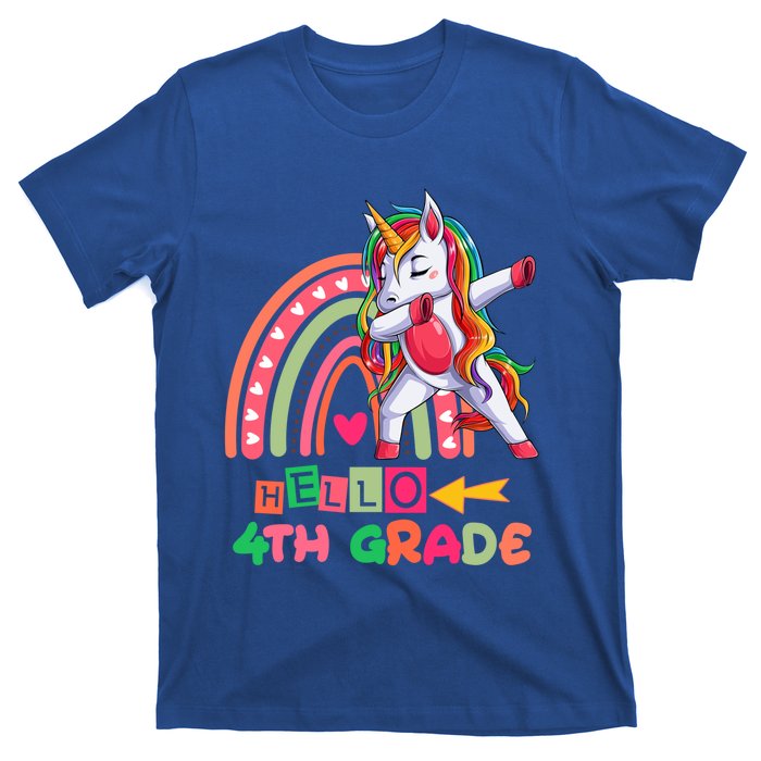 Back To School Hello 4Th Grade Rainbow Unicorn Teachers Gift T-Shirt