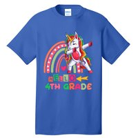 Back To School Hello 4Th Grade Rainbow Unicorn Teachers Gift Tall T-Shirt