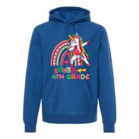 Back To School Hello 4Th Grade Rainbow Unicorn Teachers Gift Premium Hoodie