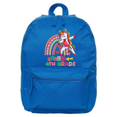 Back To School Hello 4Th Grade Rainbow Unicorn Teachers Gift 16 in Basic Backpack