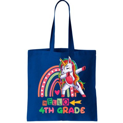 Back To School Hello 4Th Grade Rainbow Unicorn Teachers Gift Tote Bag