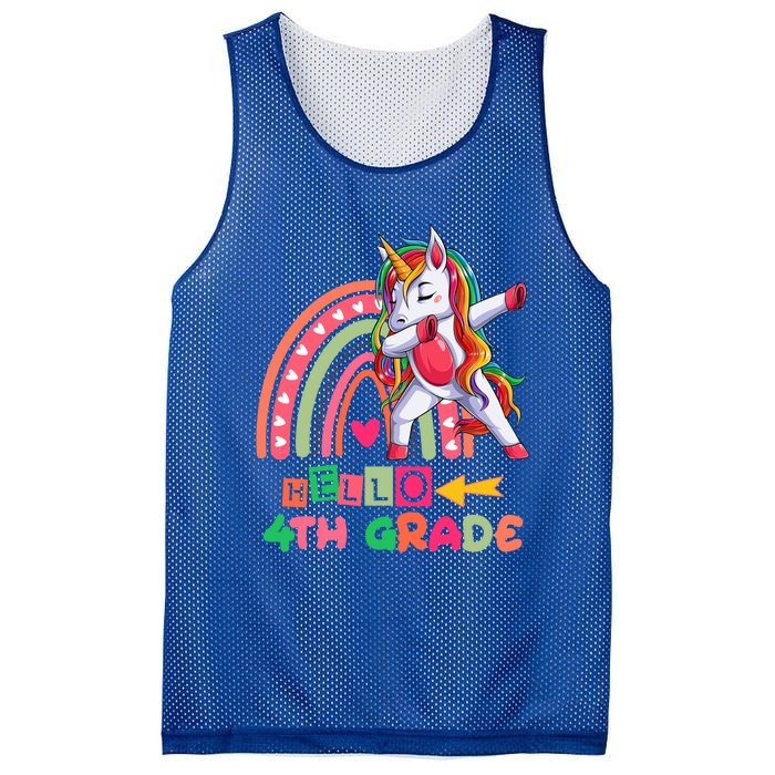 Back To School Hello 4Th Grade Rainbow Unicorn Teachers Gift Mesh Reversible Basketball Jersey Tank