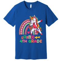 Back To School Hello 4Th Grade Rainbow Unicorn Teachers Gift Premium T-Shirt