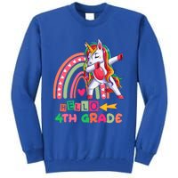 Back To School Hello 4Th Grade Rainbow Unicorn Teachers Gift Tall Sweatshirt