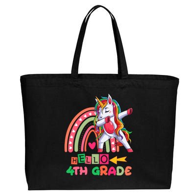 Back To School Hello 4Th Grade Rainbow Unicorn Teachers Gift Cotton Canvas Jumbo Tote