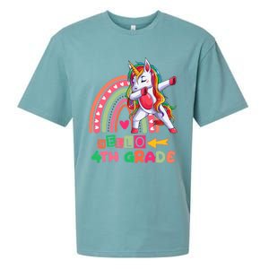 Back To School Hello 4Th Grade Rainbow Unicorn Teachers Gift Sueded Cloud Jersey T-Shirt