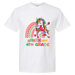 Back To School Hello 4Th Grade Rainbow Unicorn Teachers Gift Garment-Dyed Heavyweight T-Shirt