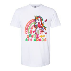 Back To School Hello 4Th Grade Rainbow Unicorn Teachers Gift Softstyle CVC T-Shirt