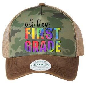 Back To School Students Teachers Oh Hey 1St First Grade Funny Gift Legacy Tie Dye Trucker Hat