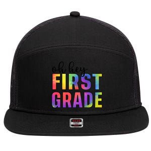 Back To School Students Teachers Oh Hey 1St First Grade Funny Gift 7 Panel Mesh Trucker Snapback Hat