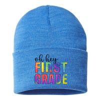 Back To School Students Teachers Oh Hey 1St First Grade Funny Gift Sustainable Knit Beanie