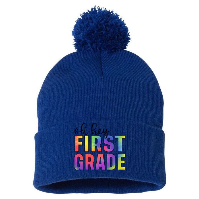 Back To School Students Teachers Oh Hey 1St First Grade Funny Gift Pom Pom 12in Knit Beanie