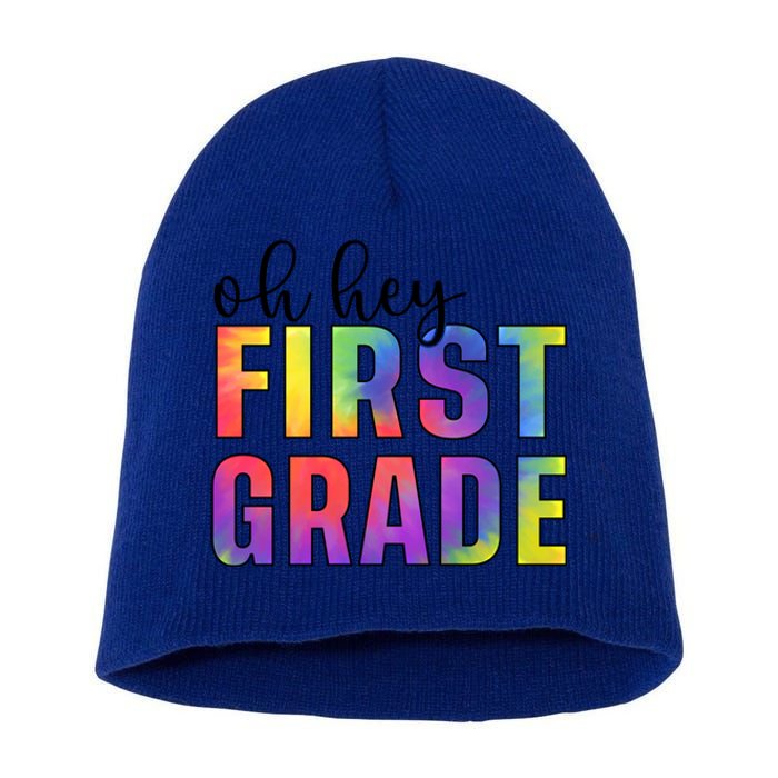 Back To School Students Teachers Oh Hey 1St First Grade Funny Gift Short Acrylic Beanie