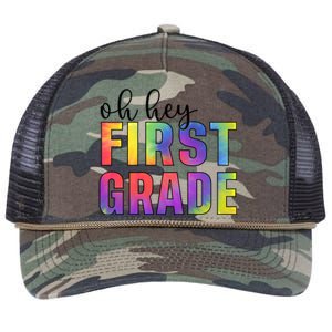 Back To School Students Teachers Oh Hey 1St First Grade Funny Gift Retro Rope Trucker Hat Cap