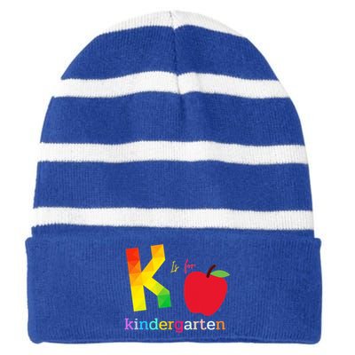 Back To School Hello Kindergarten Leopard Tie Dye Pencil Gift Striped Beanie with Solid Band