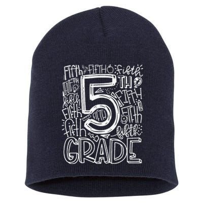 Back To School First Day Of School Typography Fifth Grade Short Acrylic Beanie