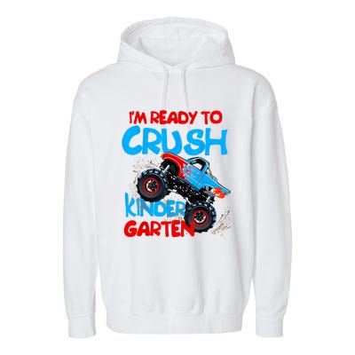 Back To School First Day Of Kindergarten Monster Truck Garment-Dyed Fleece Hoodie