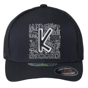 Back To School First Day Of School Typography Kindergarten Flexfit Unipanel Trucker Cap