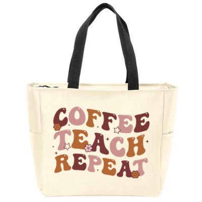 Back To School Coffee Teach Repeat Teacher Life Motivational Zip Tote Bag