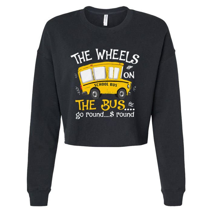 Back To School The Wheels On The Bus Cropped Pullover Crew
