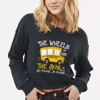 Back To School The Wheels On The Bus Cropped Pullover Crew