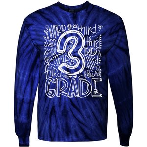 Back To School First Day Of School Typography Third Grade Gift Tie-Dye Long Sleeve Shirt