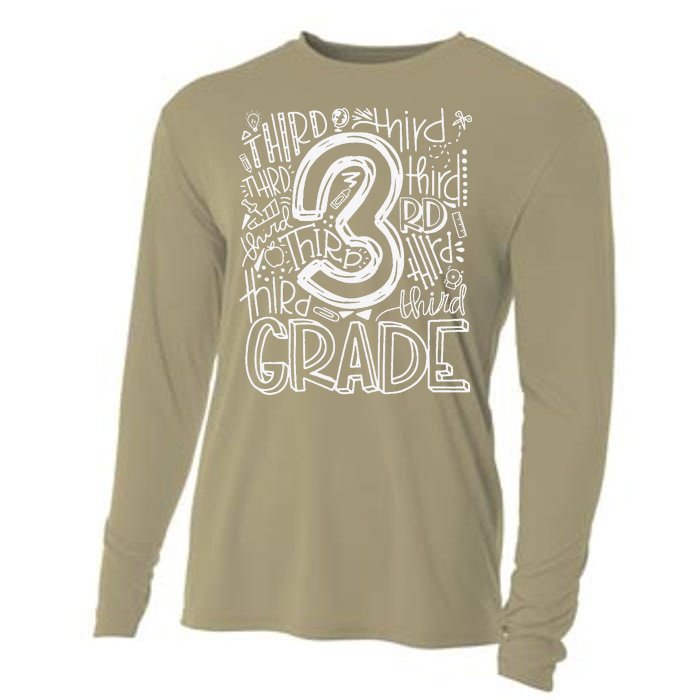 Back To School First Day Of School Typography Third Grade Gift Cooling Performance Long Sleeve Crew