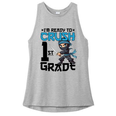 Back To School Im Ready To Crush 1St Grade Ninja First Day Gift Ladies PosiCharge Tri-Blend Wicking Tank