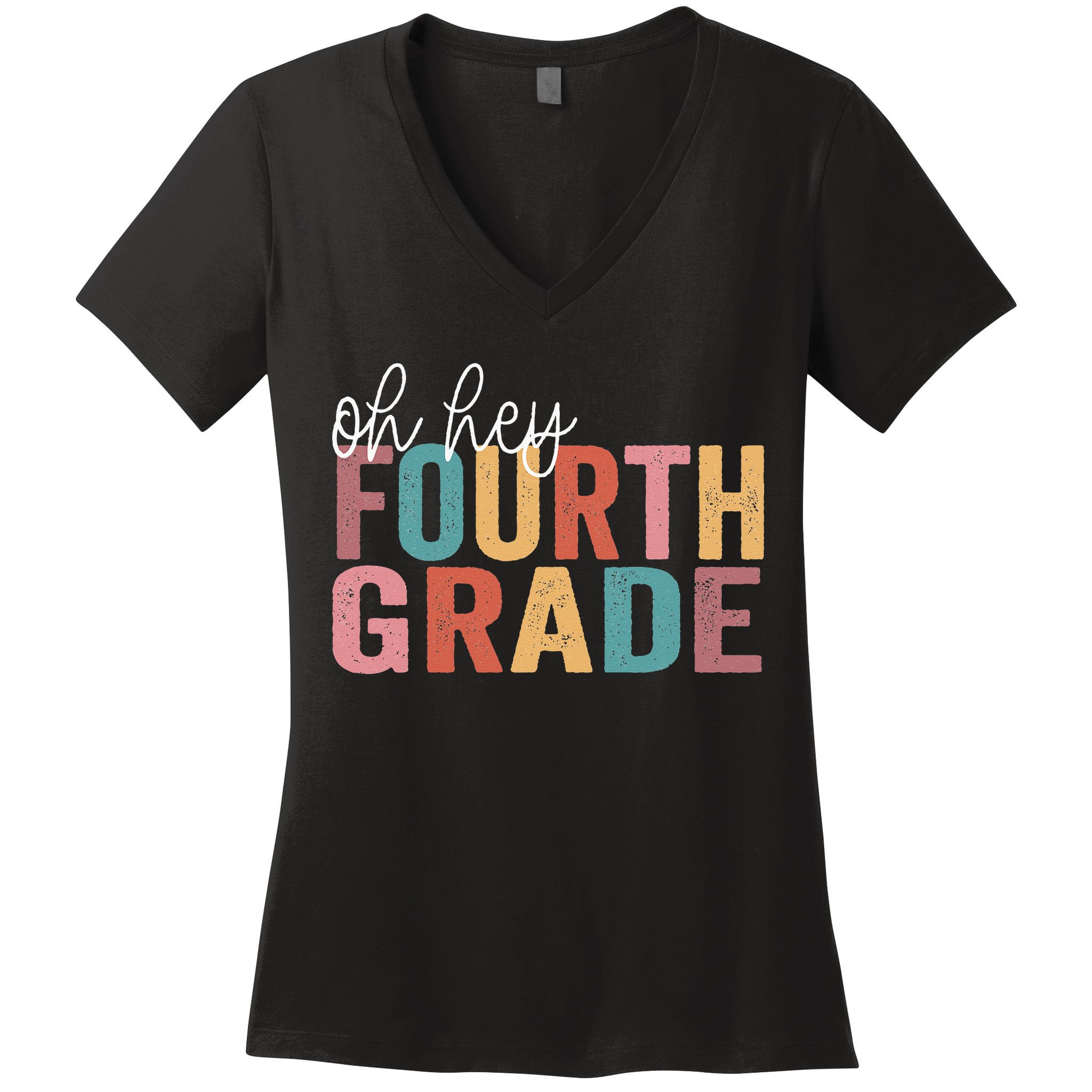 Back To School Students Teacher Oh Hey 4th Fourth Grade Women's V-Neck T-Shirt