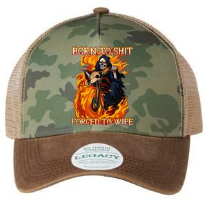 Born To Shit Forced To Wipe Funny Motorbike Skull Riding Legacy Tie Dye Trucker Hat