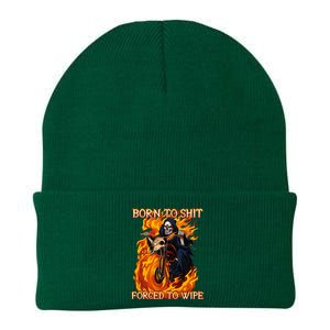 Born To Shit Forced To Wipe Funny Motorbike Skull Riding Knit Cap Winter Beanie