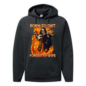 Born To Shit Forced To Wipe Funny Motorbike Skull Riding Performance Fleece Hoodie