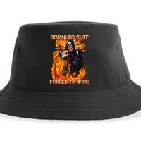 Born To Shit Forced To Wipe Funny Motorbike Skull Riding Sustainable Bucket Hat