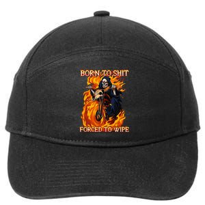 Born To Shit Forced To Wipe Funny Motorbike Skull Riding 7-Panel Snapback Hat