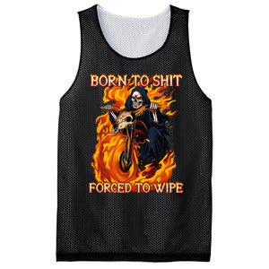 Born To Shit Forced To Wipe Funny Motorbike Skull Riding Mesh Reversible Basketball Jersey Tank