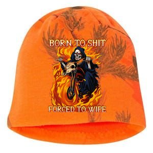 Born To Shit Forced To Wipe Funny Motorbike Skull Riding Kati - Camo Knit Beanie